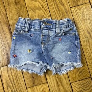 Cat Jack Toddler Girls Denim Shorts Floral Embroidered Frayed Hem‎ Size 18M